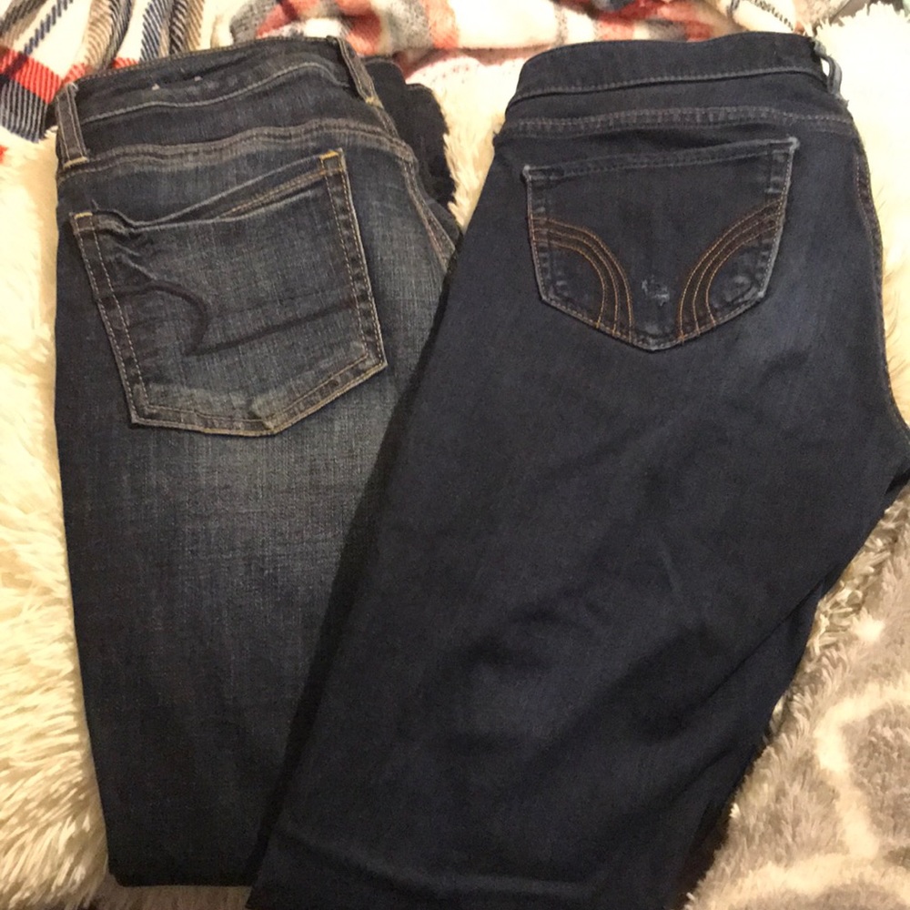 holister and aeo dark blue jeans 2 for 1